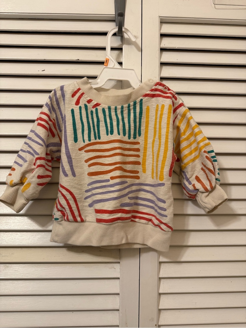 Bobo Choses Cream Sweatshirt with Multicolor Brush Stroke Stripes